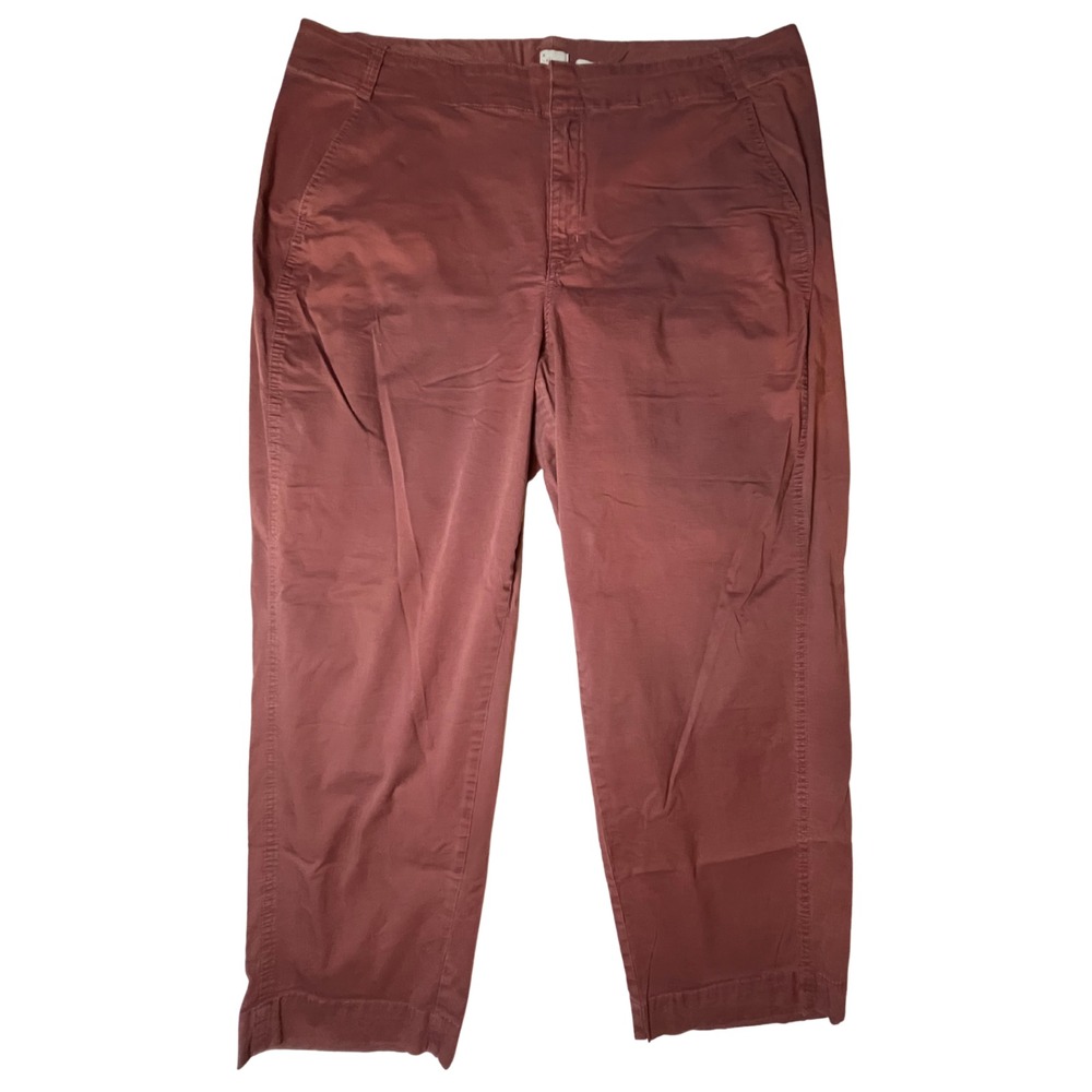 A New Day Women's Chinos Plus 18W Burgundy Red Straight Leg Ankle Stretch Office